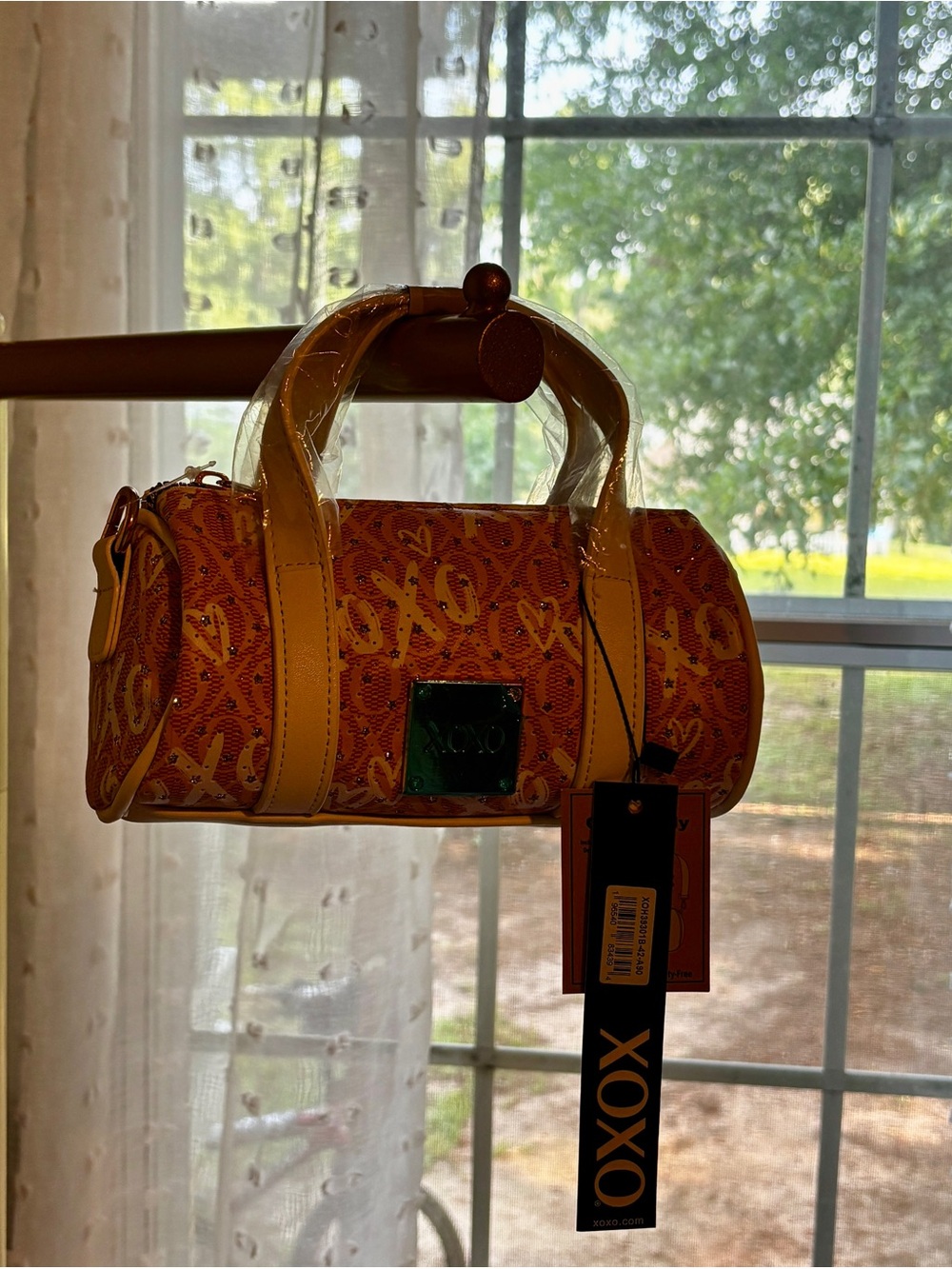 XOXO NWT Mini Barrel Crossbody Bag Graffiti Hearts Logo Purse
